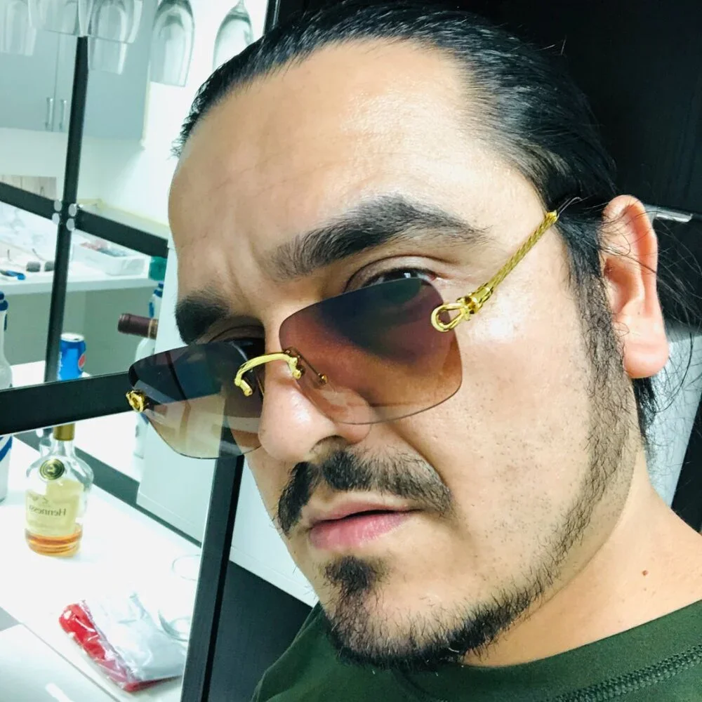 Men Sunglasses Brown Lens Square Gold Frame Street‎ Wear Light Weight Lentes New